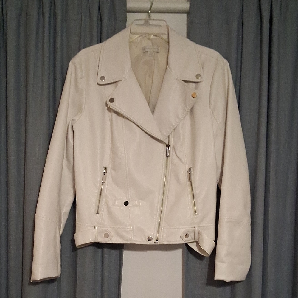 New York & Company White Leather Jacket